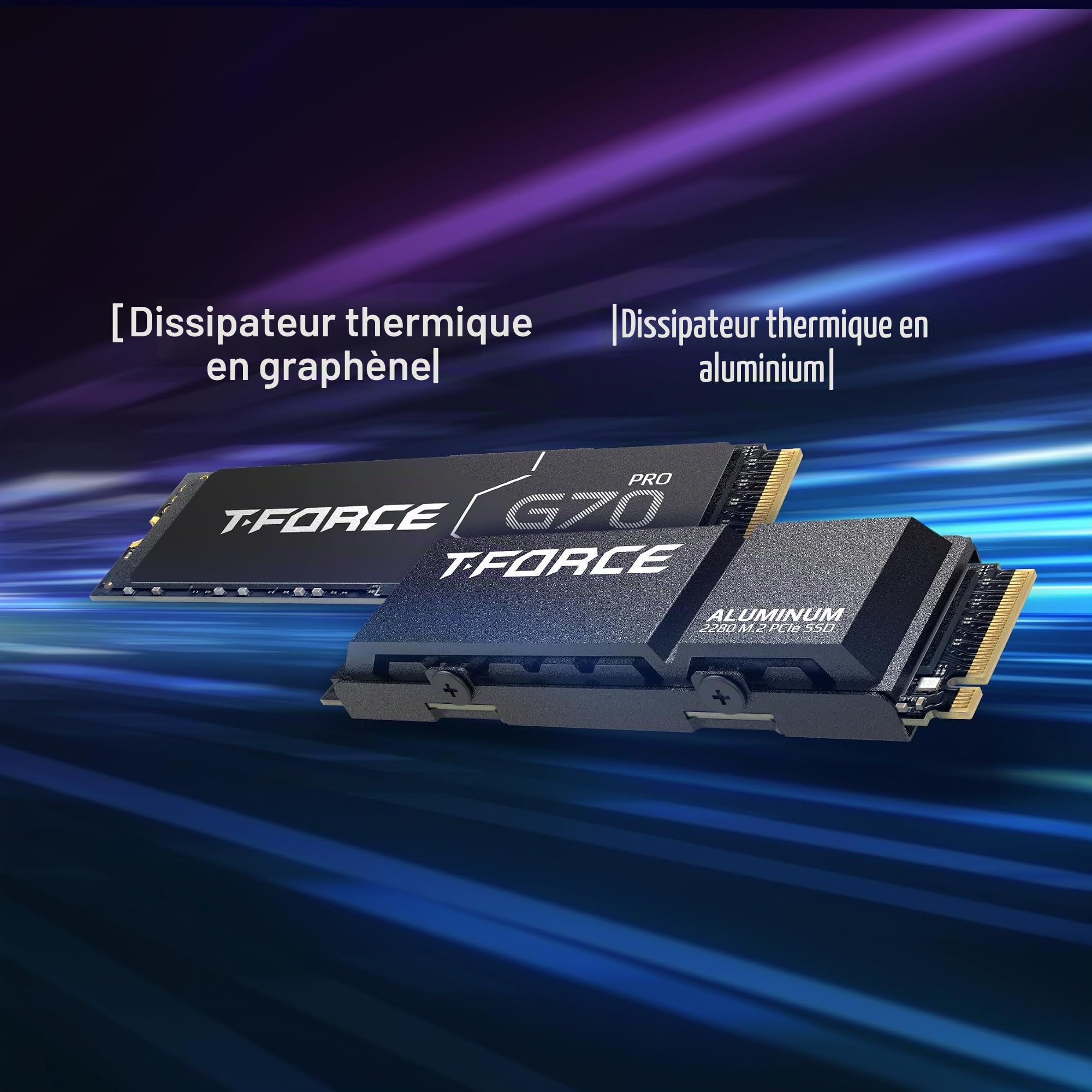 TEAMGROUP T-FORCE G70 PRO Graphene Heatsink 2TB DRAM SLC Cache 3D TLC NAND NVMe InnoGrit PCIe Gen4x4 M.2 2280 Disque SSD interne de jeu fonctionne avec PS5 Read/Write 7400/6800 Mo/s TM8FFH002T0C129