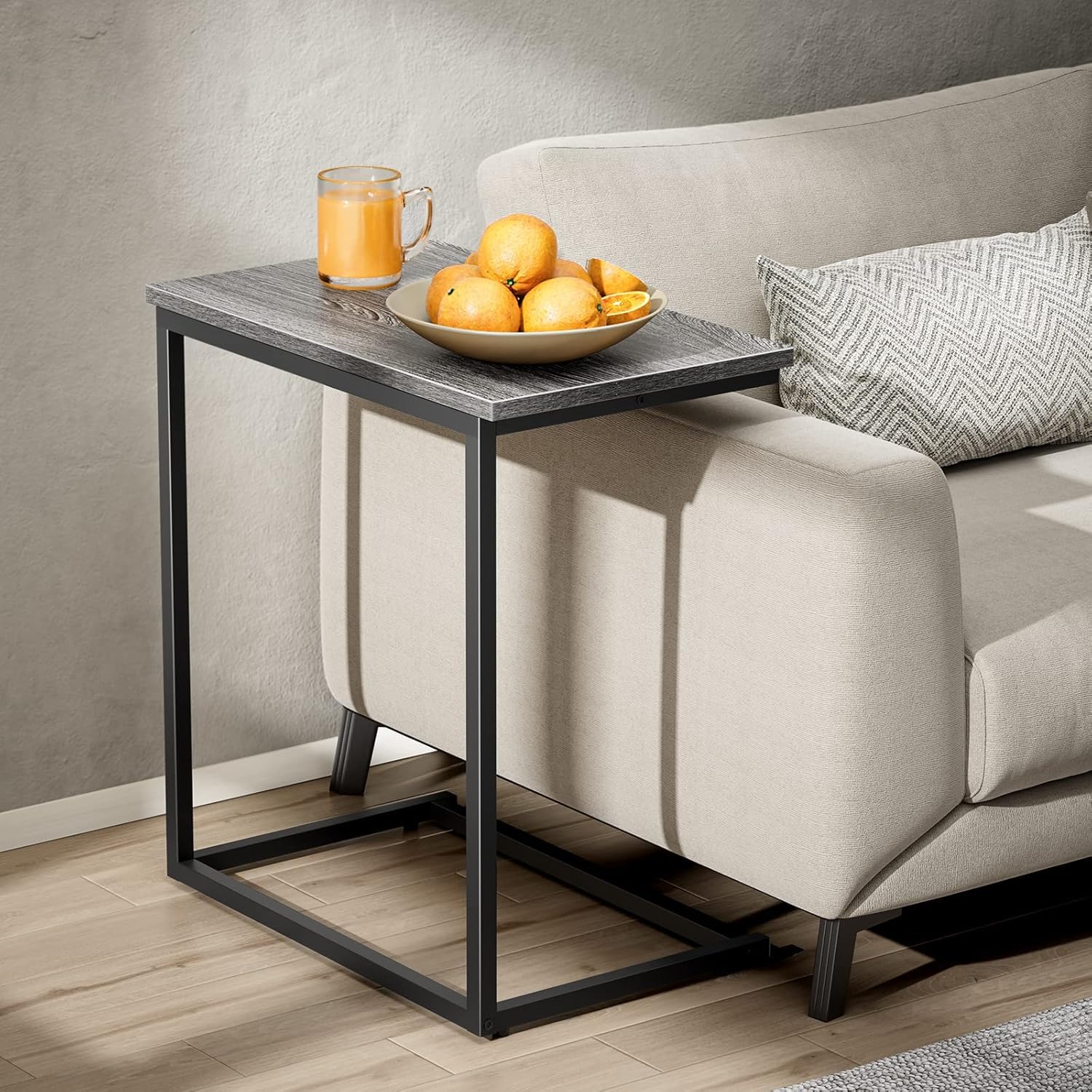 Mesa auxiliar en forma de C para sala de estar alta gris Pipishell para ordenador