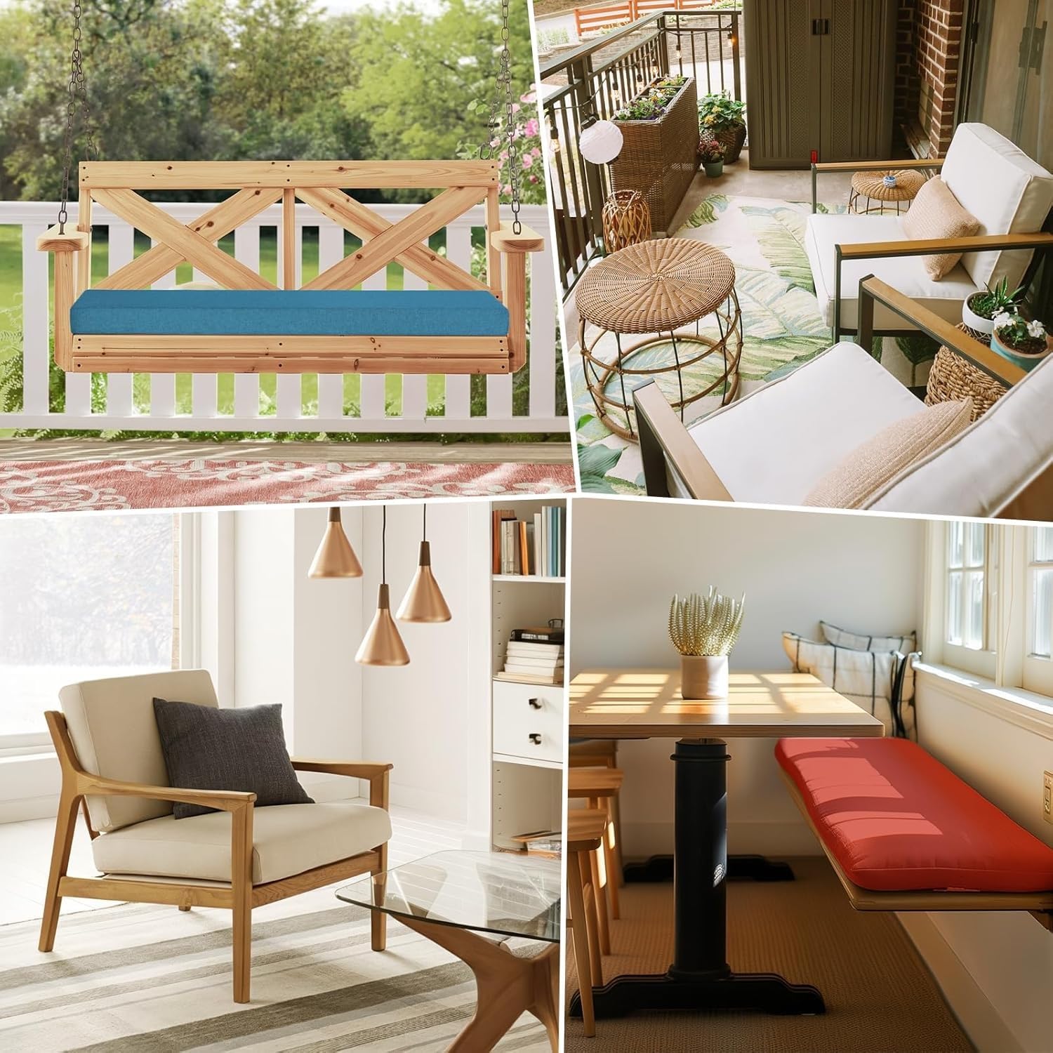 Fodera per Cuscino Panca Esterno 120x40 110x50 100x40 100x50 Rettangolare con Cerniera, Coprisgabello Copri Cuscino Antiscivolo Impermeabile per Sedile da Giardino per Patio(Beige,180x60x8cm)