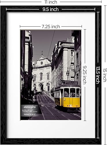 Vista 452 de eletecpro Juego de 10 marcos de fotos de 8.5 x 11 pulgadas, collage de fotos, decoración de pared, fotos de 5 x 7 con paspartú o de 8.5 x 11 Negro