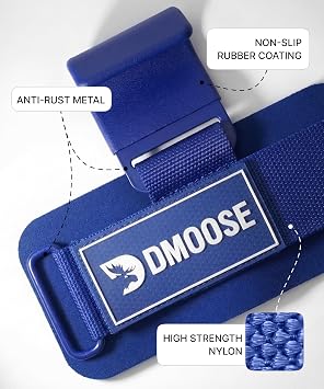 DMoose Fitness Weight Lifting Hooks (Pair) for Deadlifts, Pull Ups, Rows & Shrugs - Anti-Rip Nylon Strap Hand Grips with Thick Wrist Padding - Heavy Duty Wrist Straps for Weightlifting & Gym Workouts