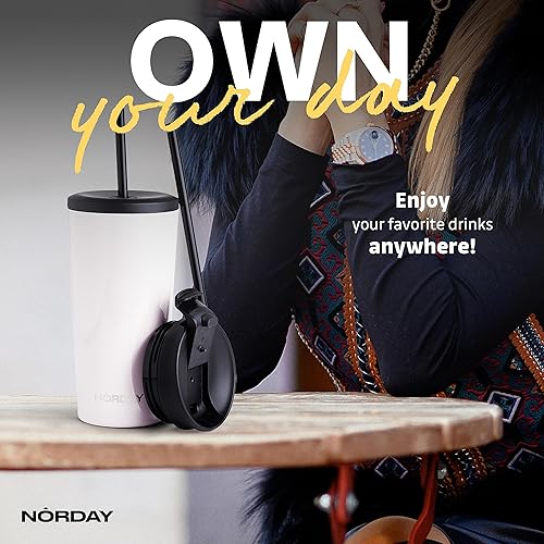 Miniatura 5 de NORDAY Vaso con tapa y popote  Bloom 20oz  Vaso aislado con purpurina rubor  Vaso de acero inoxidable  Taza de café de doble pared  Mantiene la