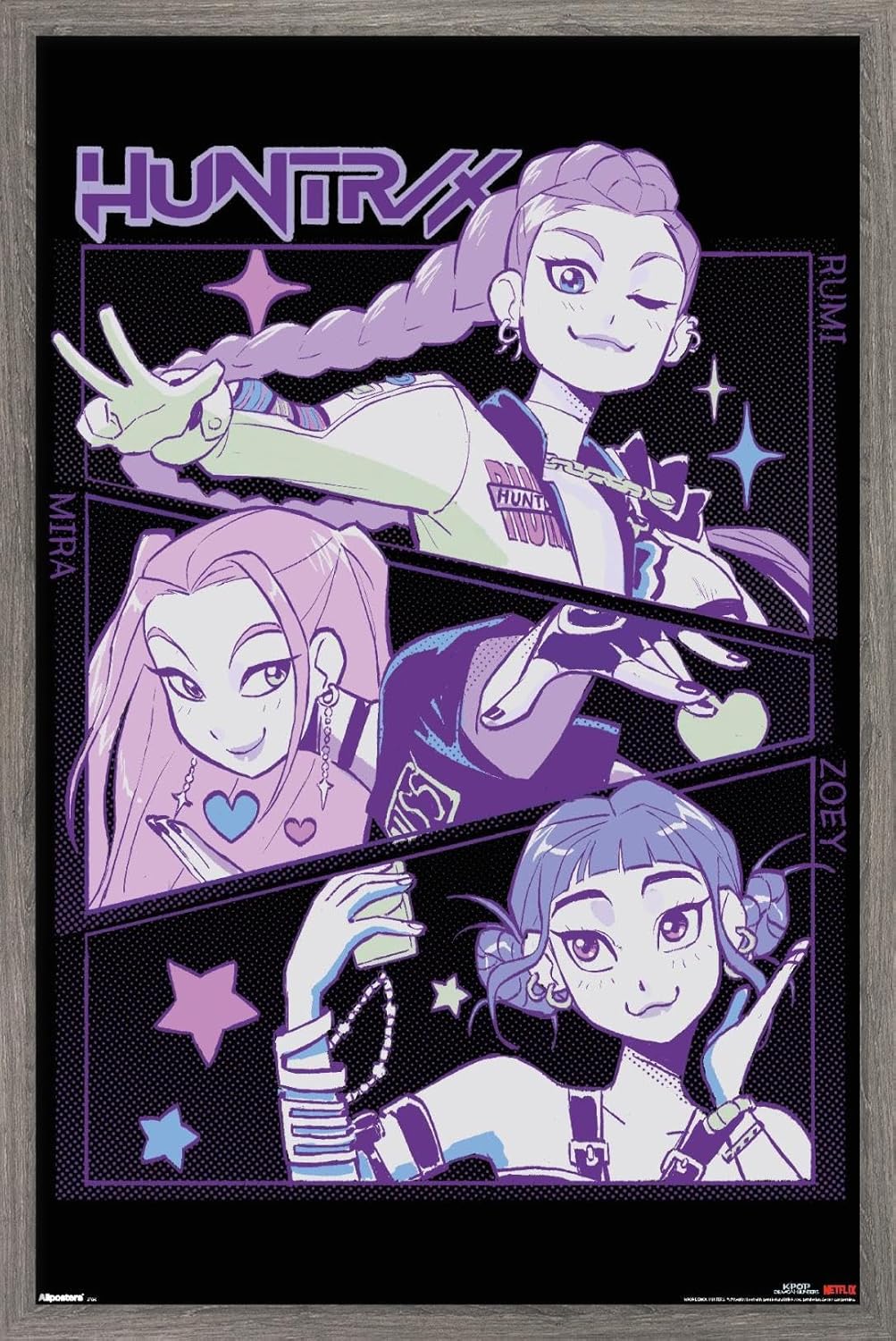 Netflix KPop Demon Hunters (2025) - Huntrix Illustration Wall Poster, 34L" x 22.4W", Premium Unframed Version