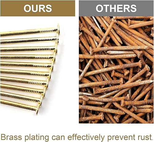 Miniatura 7 de 450 clavos dorados para colgar, chapados en latón de 1-14 pulgadas × 16 Ga, para colgar cuadros, uñas de cabeza plana, uñas de madera, uñas para