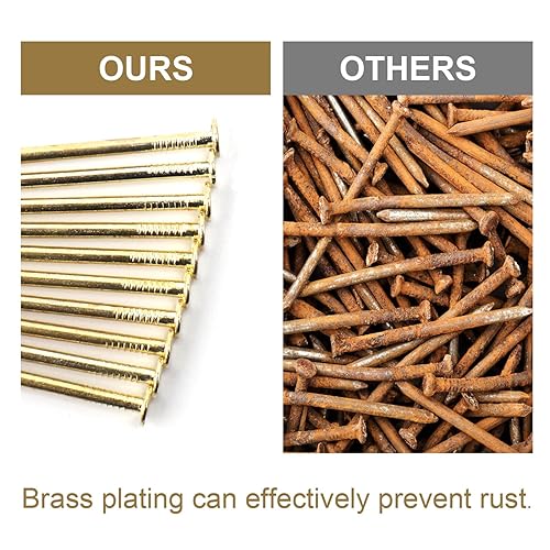 Miniatura 7 de 450 clavos dorados para colgar, chapados en latón de 1-14 pulgadas × 16 Ga, para colgar cuadros, uñas de cabeza plana, uñas de madera, uñas para
