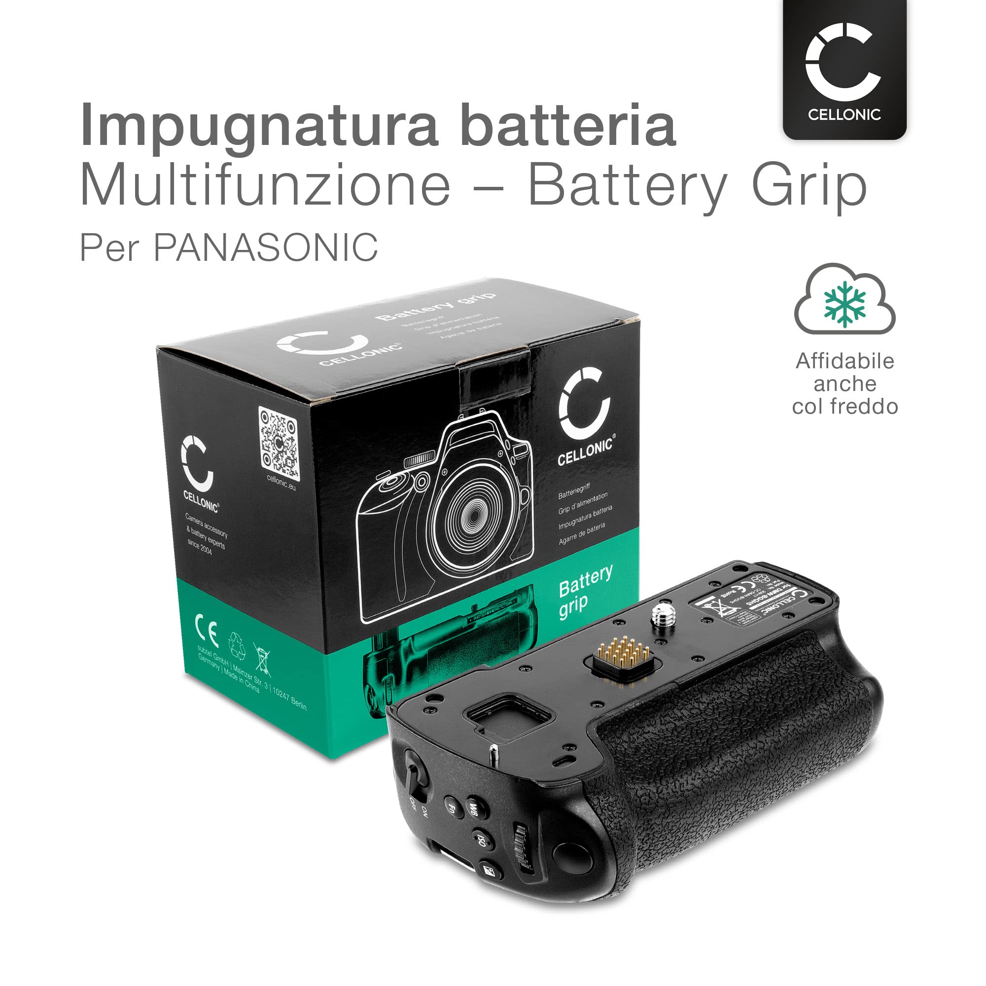 CELLONIC Impugnatura DMW-BGGH5 Compatibile con Panasonic Lumix DC-GH5 II/Lumix GH5 Battery Grip per Fotocamera Fotografia Verticale Multifunzione portabatterie DMW-BLF19