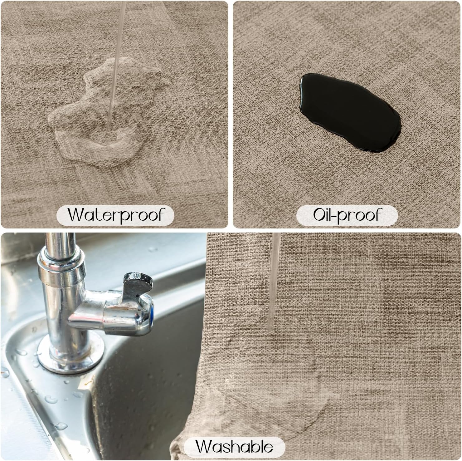 Romanstile Vinyl Placemats Set of 8-12x17 Inch, Reversible Waterproof Washable Non Slip Table Mats, Faux Leather Heat Resistant Wipeable Table Placemats for Dining/Party/Indoor/Outdoor, Grey-Khaki