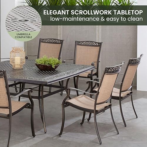 Miniatura 8 de Hanover Fontana Juego de comedor de 9 piezas con 8 sillas de cabestrillo y una mesa cuadrada de 59.8in, FNTDN9PCSQC muebles de exterior, color marrón