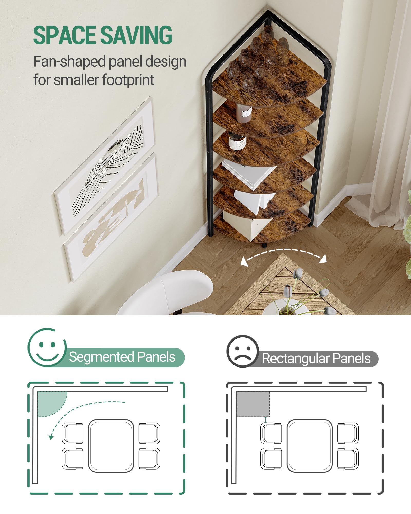 Snapklik.com : Hzuaneri Corner Shelf Stand, Corner Bookshelf Bookcase ...