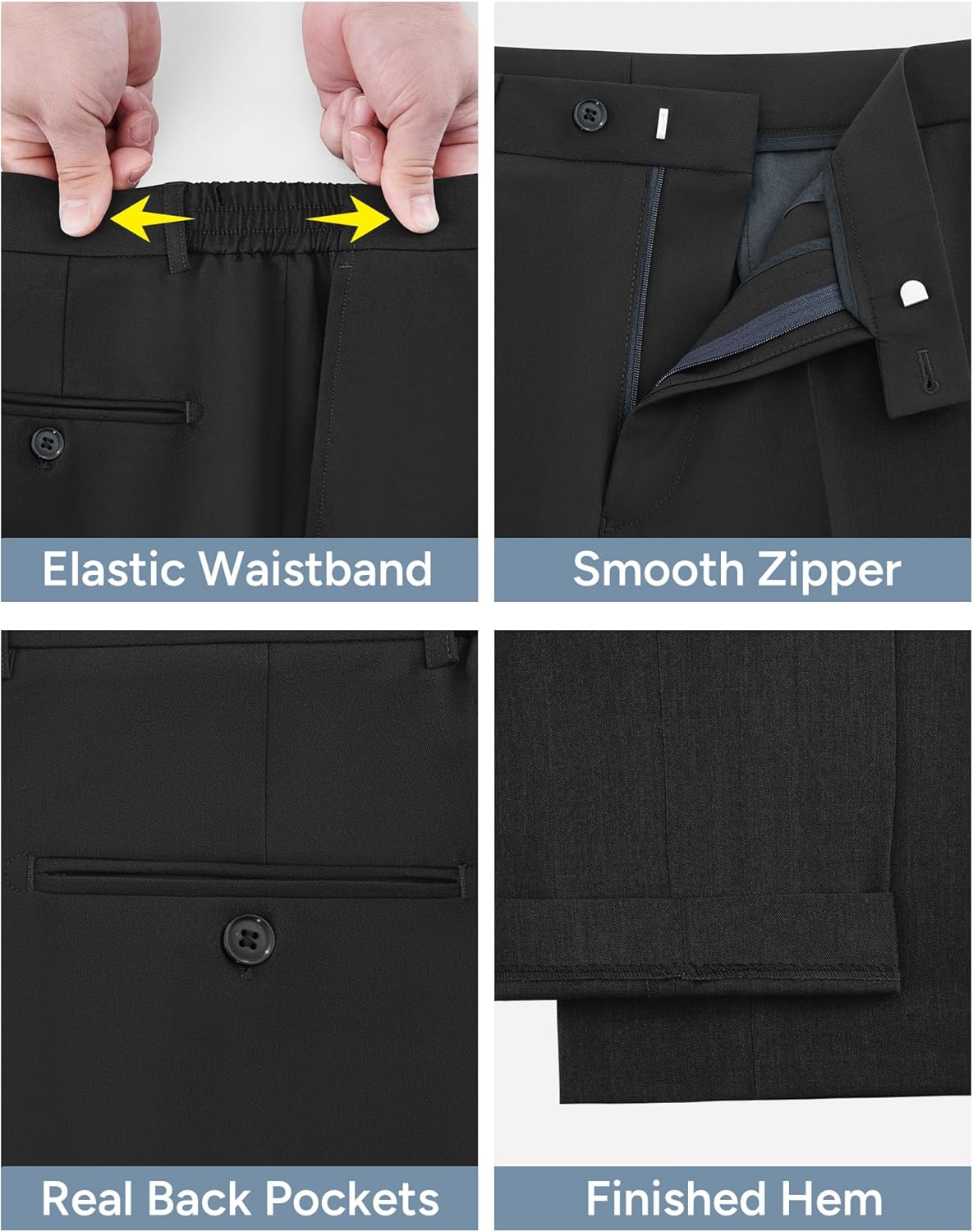 Men's Stretch Slim Fit 5-Piece Suit Set with Blazer, Vest, Pants, Bow Tie, Necktie and Pocket Square - Image 4