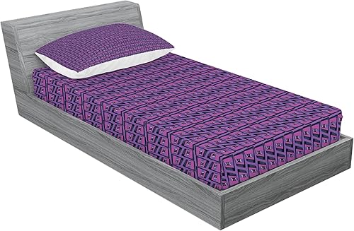 Miniatura 2 de Ambesonne Retro Fitted Sheet & Pillow Sham Set, Cassette in 80's Style in Distorted Like Perspective View Illustration, Decorative Printed 2 Piece