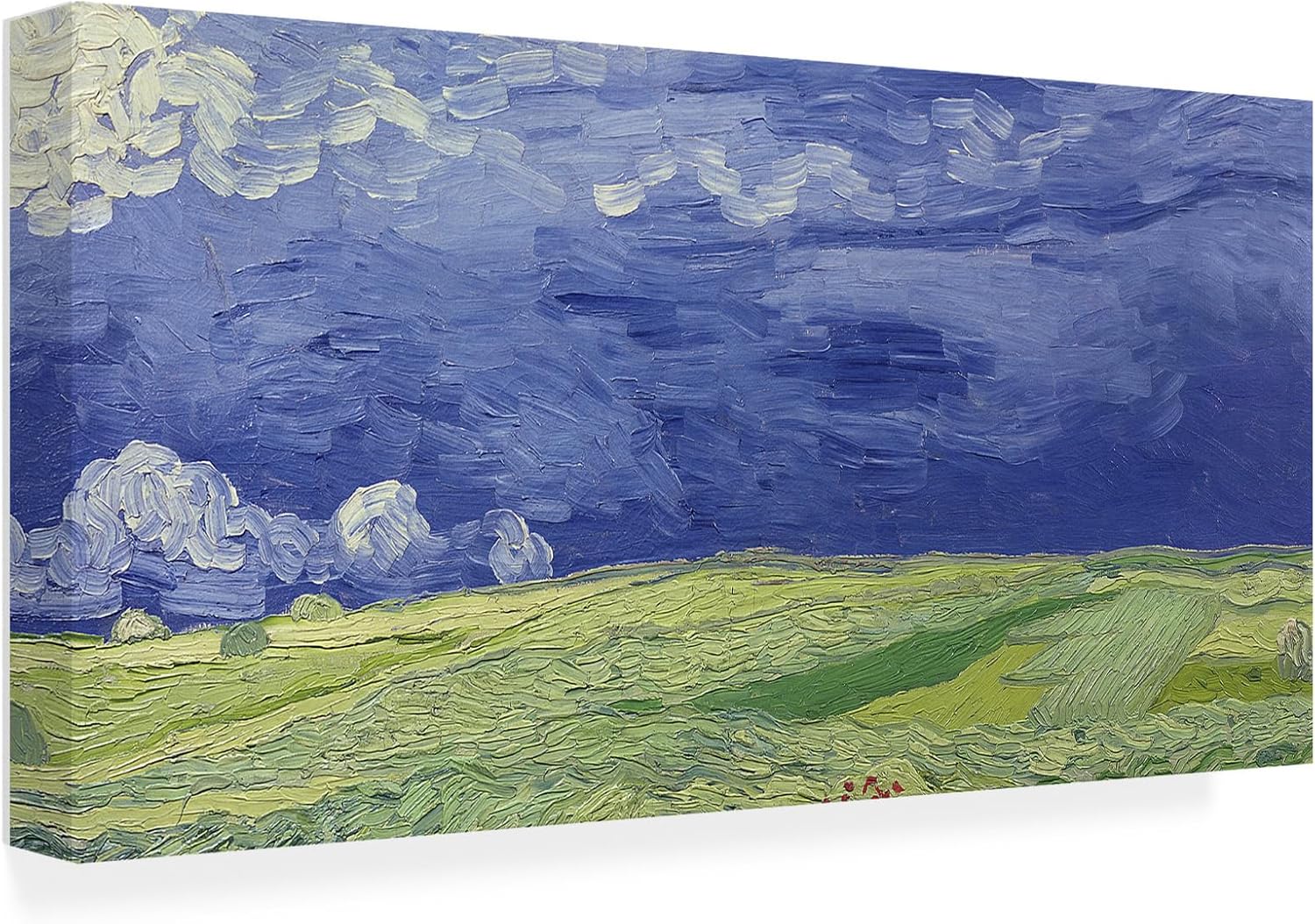 Trademark Fine Art Wheatfield Under Thundercloud Canvas Wall Art by Vincent Van Gogh, 16 by 32-Inch