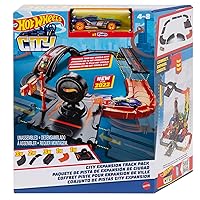 Hot Wheels - Pack di Espansione della City, set da 10 pezzi con base per pista e pezzi