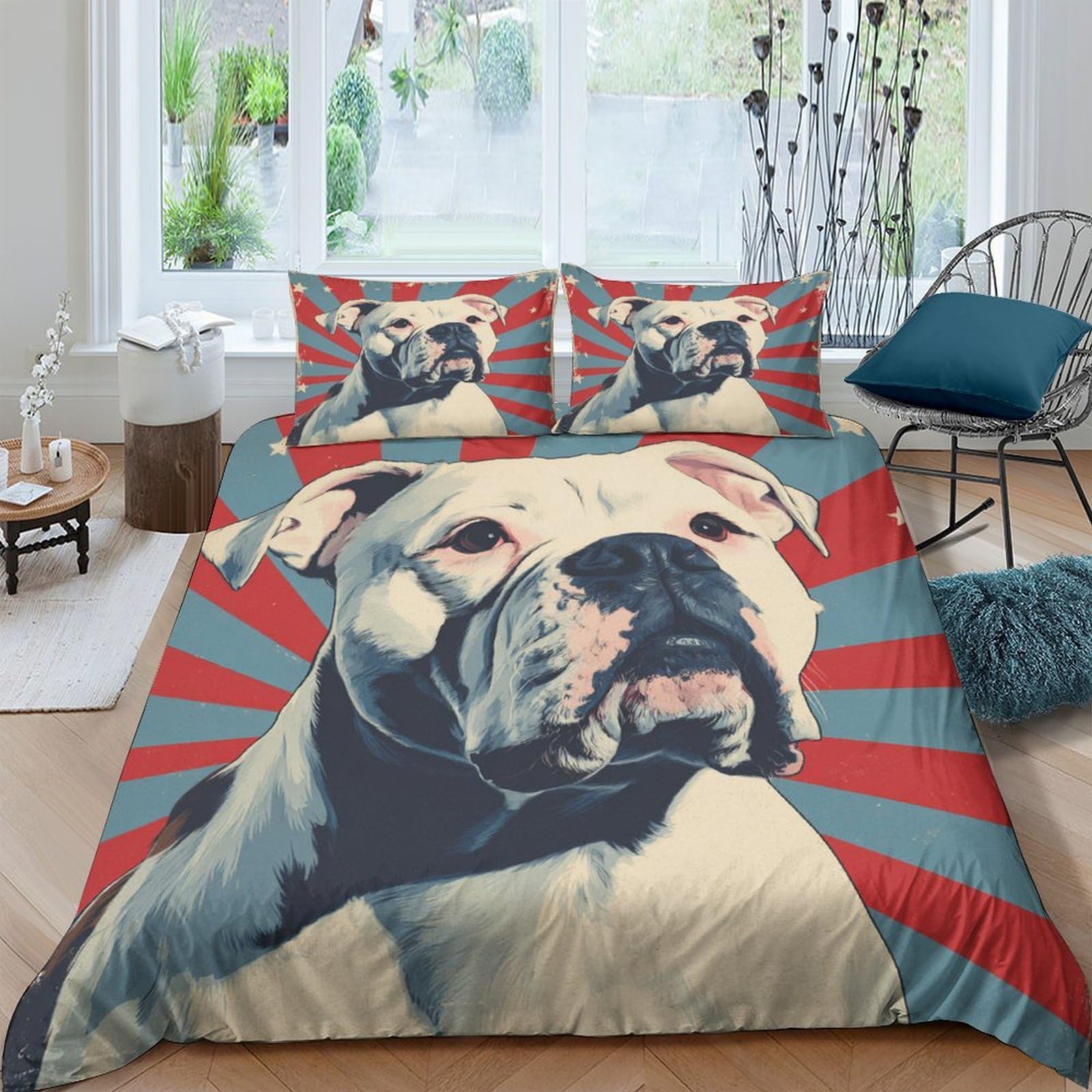 Ctjqhvkz Style-1 3D Printed Bulldog Art Fitted Sheet Microfiber Soft Breathable Pop Art Mattress Cover For Bedroom Dorm Décor Single（135X200cm）