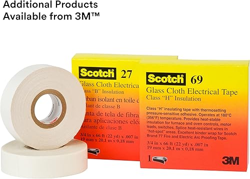 Miniatura 5 de 3M Cinta eléctrica de tela de vidrio de 27-12 "X66 27, 12 in X 66 FT, blanco