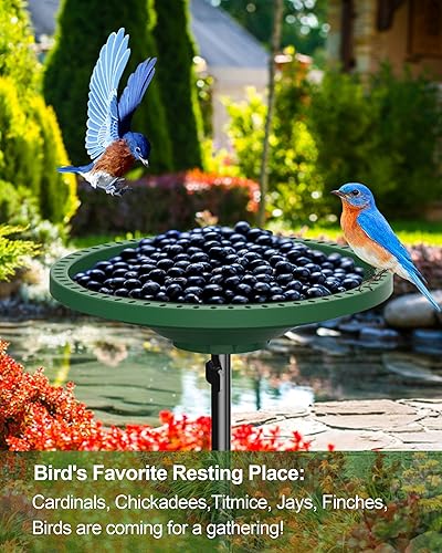 Miniatura 2 de Baños para pájaros para exteriores resistentes, 38.5 pulgadas desmontables para el jardín, cuenco de baño de pájaros spa y comedero de pájaros con