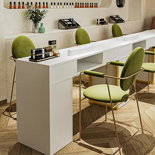 Miniatura 6 de Mesa de Manicura Escritorio de Uñas para Técnico de Uñas, Estación de Manicura para Salón/Hogar, con Cojín de Muñeca, Gabinete de Almacenamiento,