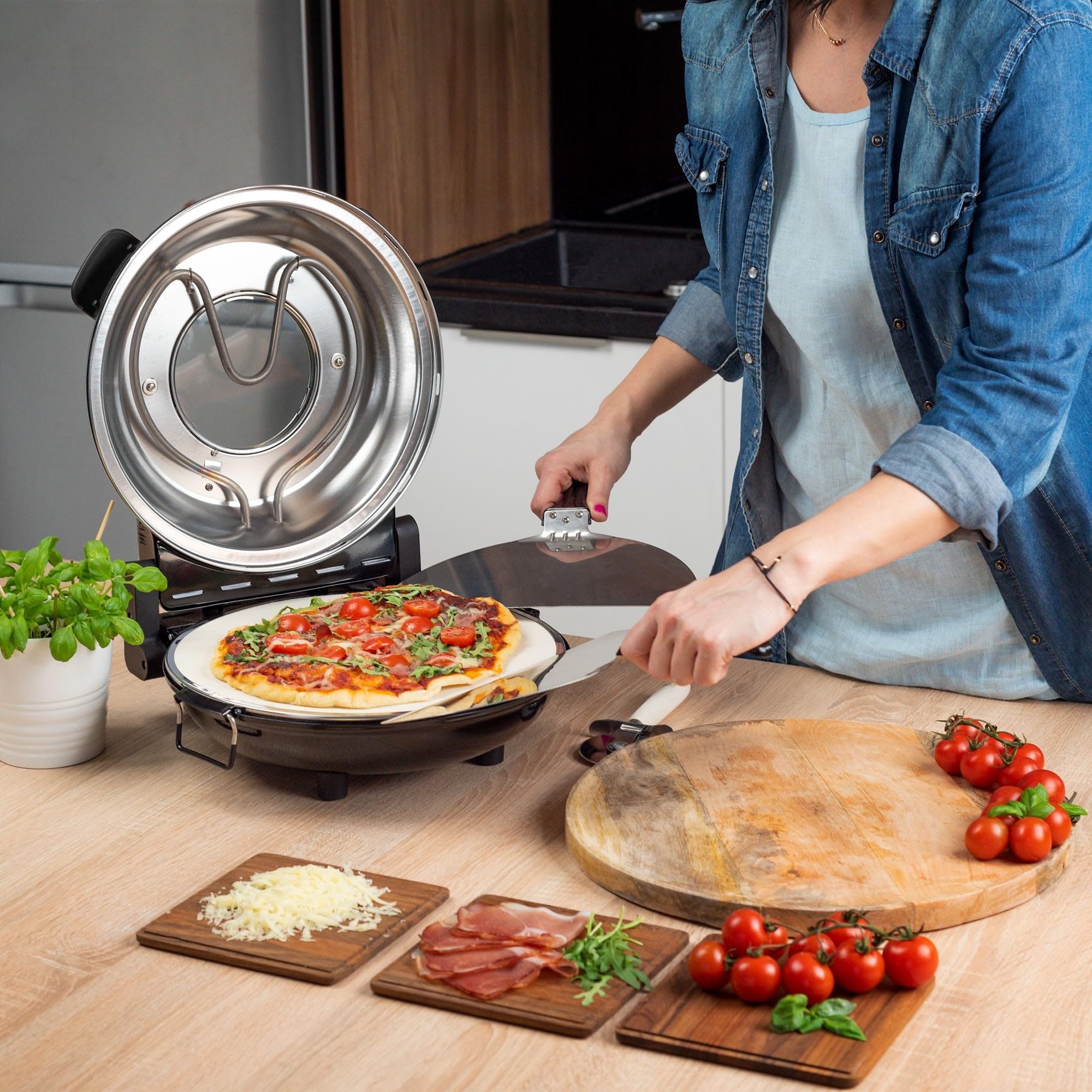 Teesa TSA3231 Supreme Forno per Pizza, Steen, Nero
