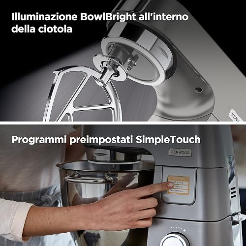 Kenwood Titanium Chef Patissier XL KWL90.034SI – Food Processor with Integrated Scales & 7 L Mixing Bowl with Heat Function, 1400 Watt, incl. 4 Piece Patisserie Set, Silver - 8