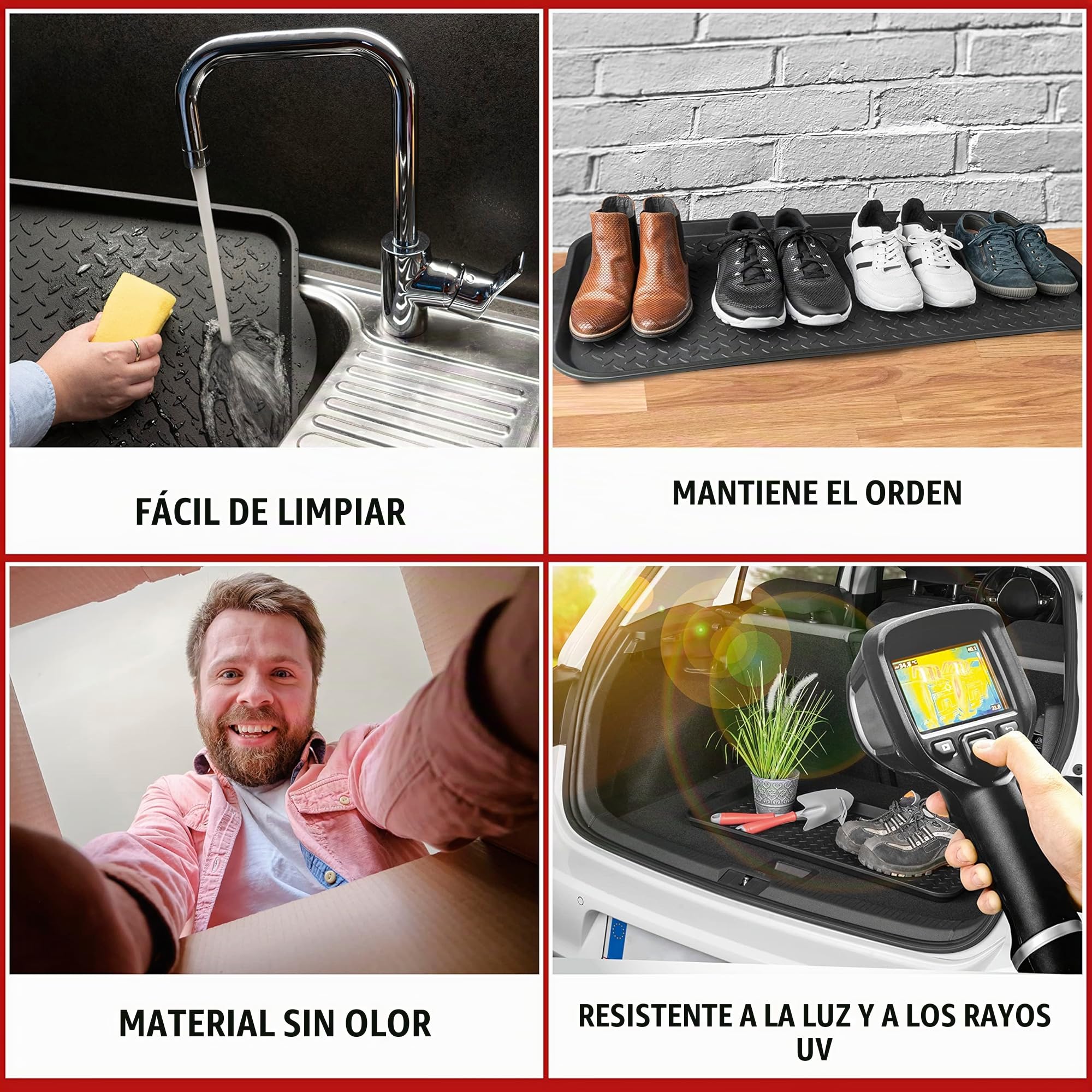 WALSER Bandeja Multiusos Safetray, Bandeja Universal para Botas, Bandeja de plástico, Bandeja de Goteo para Aceite Grande 99x47x3 cm Negro 28101