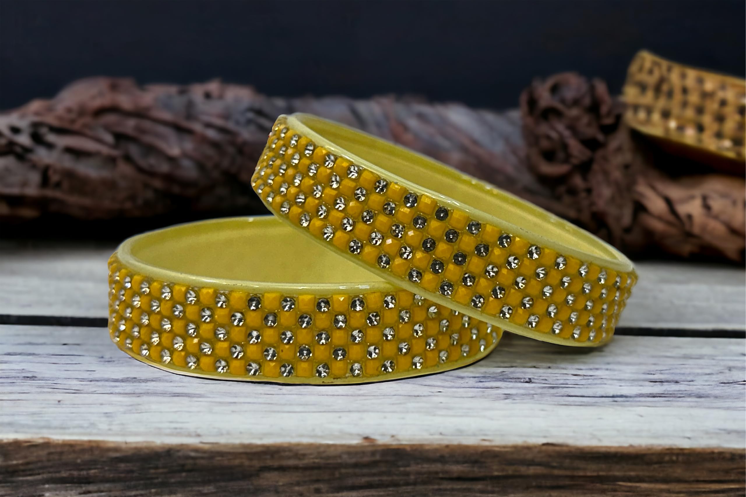 Zircon Stone Glass Bangle Indian Fancy Kanch Bangles (2.60)