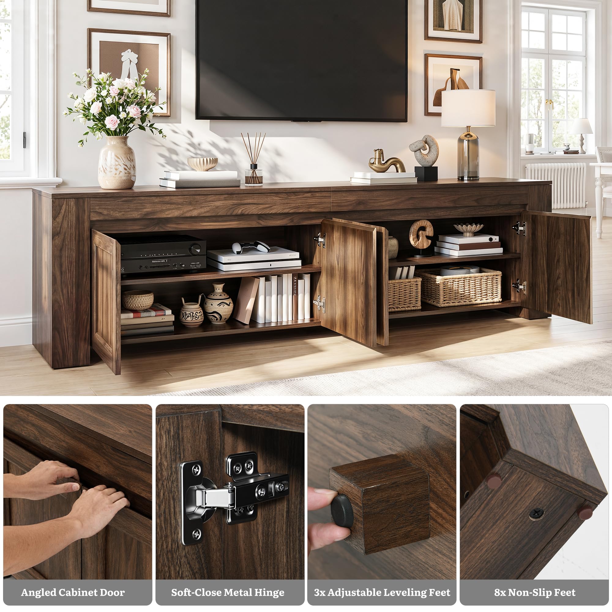 Best 80 Inch TV Stand: Top 5 Picks for 2026 2 YITAHOME 80 Inch TV Stand with Storage Doors for up to 90