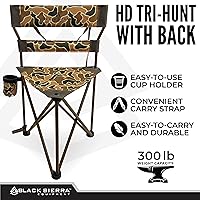 Vista 4 de Black Sierra XL - Taburete de caza con trípode plegable con marco de acero soporta 300 libras, silla de pesca resistente con soporte para tazas