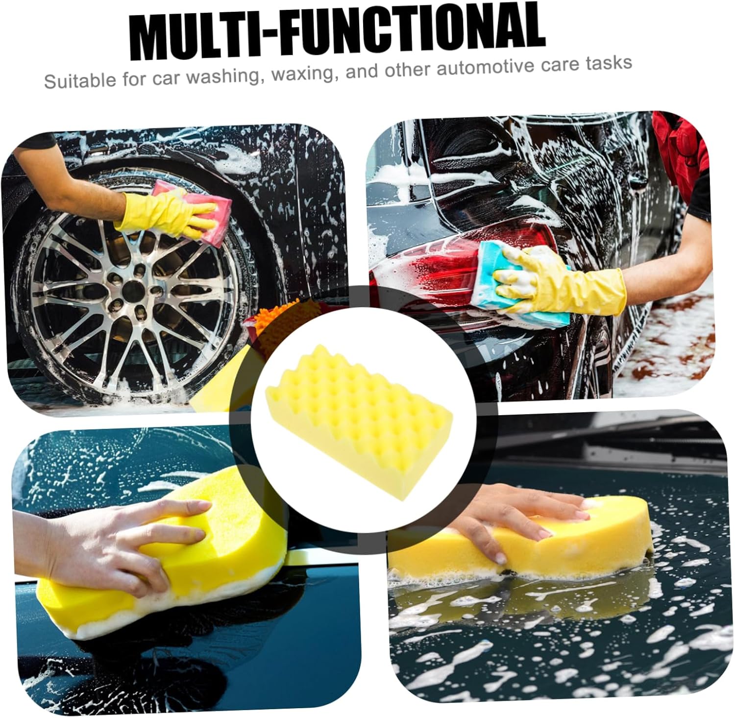 PRETYZOOM Car Washing Sponge Durable Auto Cleaning Scrub Sponge for Efficient Dirt Removal Multi Functional Honeycomb Design for Waxing Automotive Care Vibrant