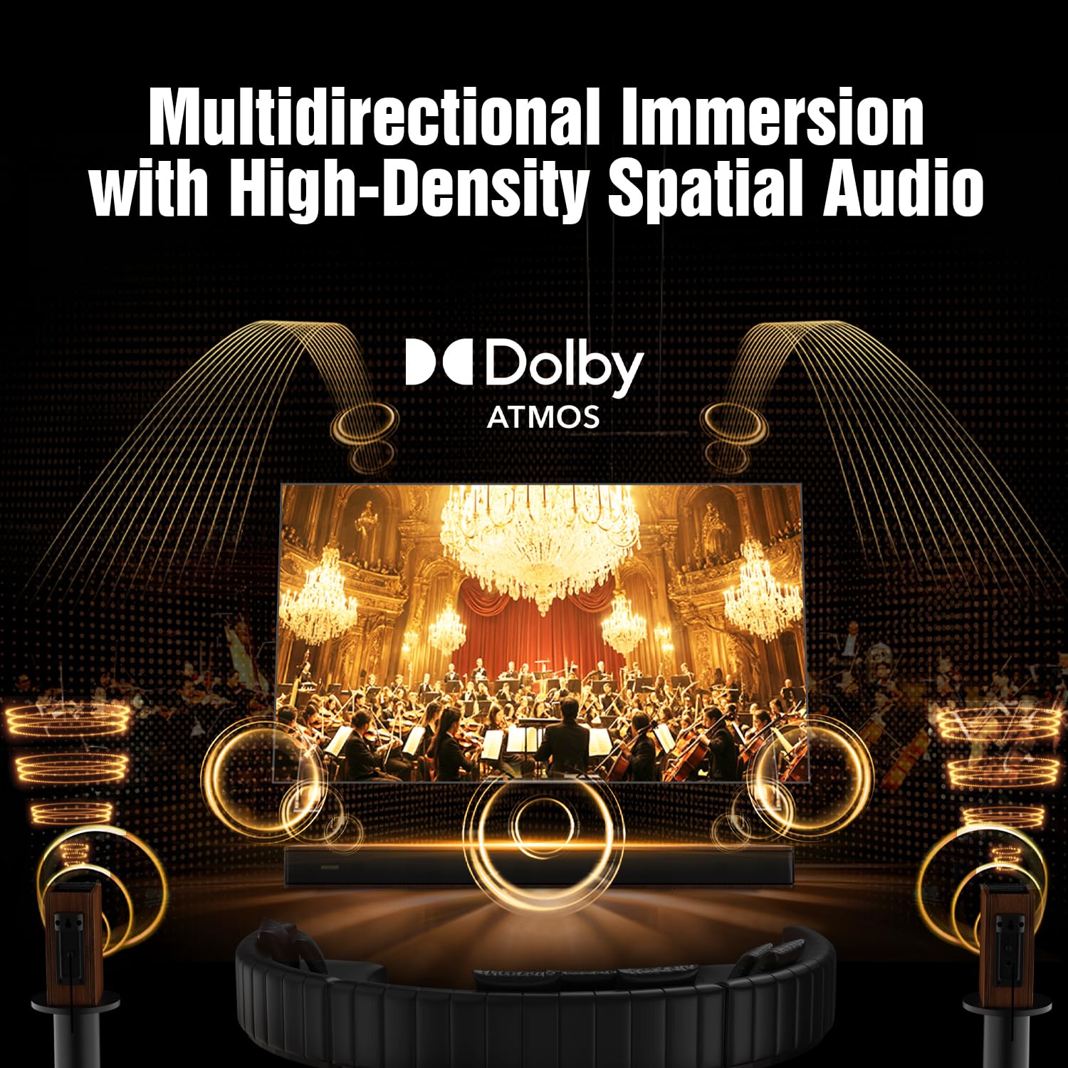 Flagship 5.3.4 - Sistema audio surround con Dolby Atmos, soundbar con 2 surround wireless, tecnologia BassCoupling da 28 Hz, soundbar home theater da 800 W per Smart TV w/eARC, BT 5.4