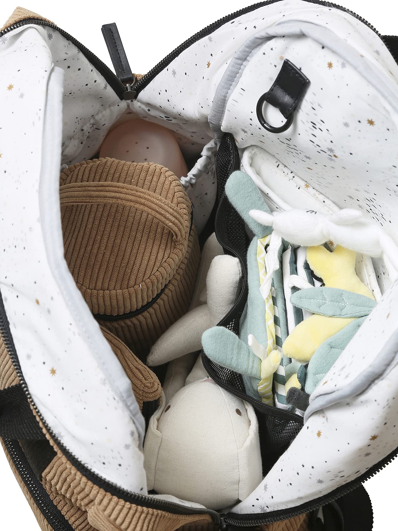 VERTBAUDET Sac à Dos à Langer Velours Poches et Accessoires Noisette TU
