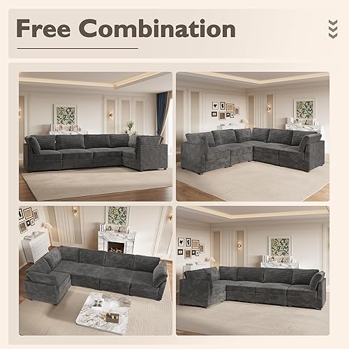 Miniatura 7 de Sofá modular modular en forma de L, cómodos sofás seccionales de gran tamaño para sala de estar, sofá cama convertible con diván para apartamento