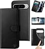 Compatible with Google Pixel 1010 Pro 6.3 Genuine Leather Wallet case【RFID Blocking】【4 Credit Card Holder】【Real Leather】 Flip Folio Book Phone case Cover Women Men for Pixel 10 case Black