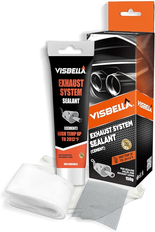 Visbella Auto Vehicle Exhaust System Sealant, Non-Slumping Professional Repair Crack Adhesive Super Glue Sealer for Car Mufflers, Tailpipes, Catalytic Converters (Box, Gram, 150)