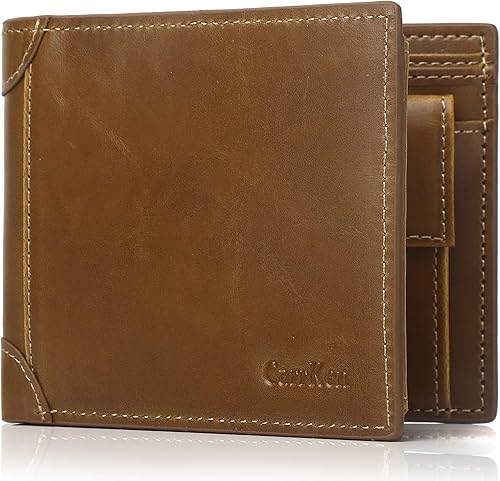 Cartera para hombre de gran capacidad con bloqueo RFID plegable con bolsillo para monedas, carteras plegables para hombres en elegante caja de