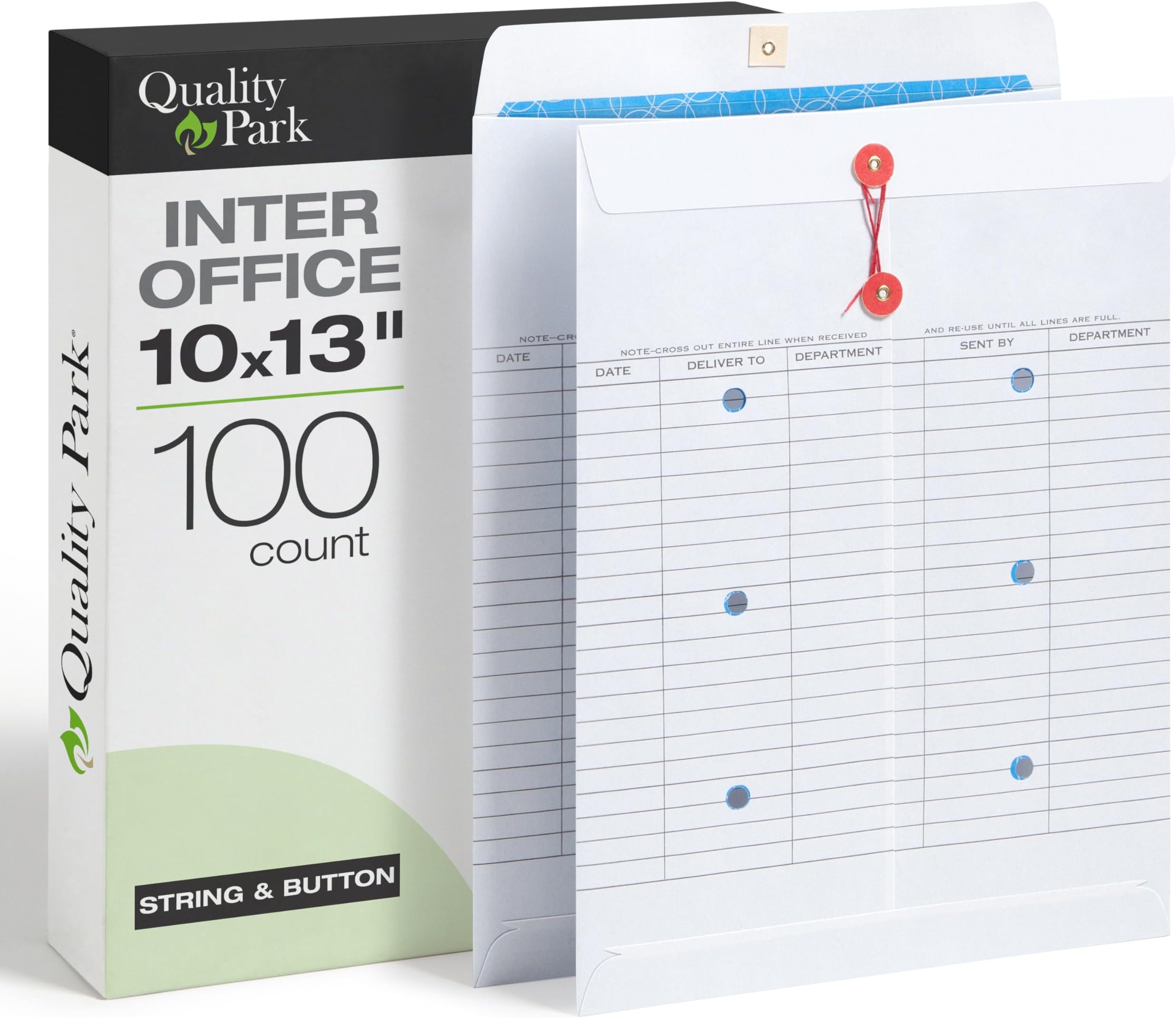 Inter-Department Envelopes, String-and-Button, White, 10 x 13, 100 per Box, (63663)