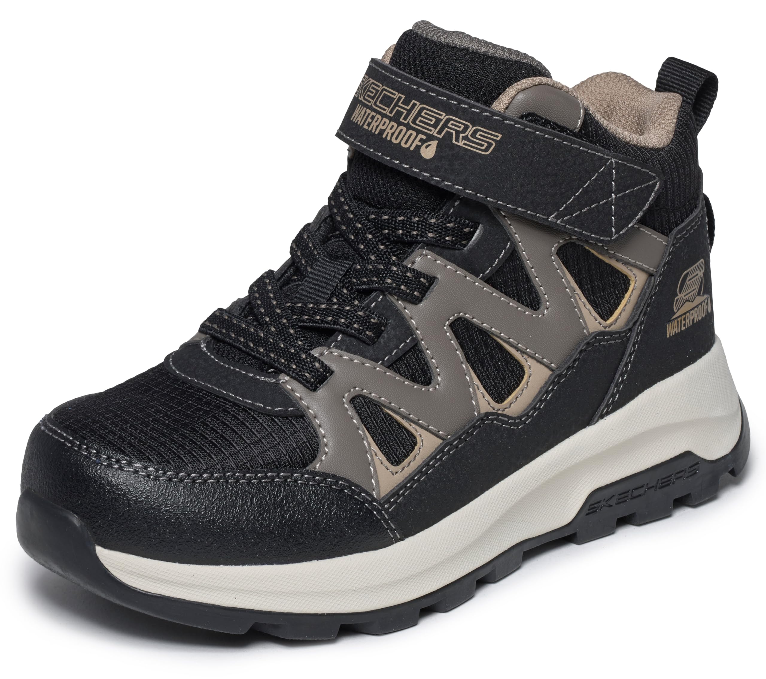 Skechers Jungen Storm Blazer Drizzle Squad Turnschuhe, Black & Taupe Synthetic/Black Textile/Taupe, 34 EU