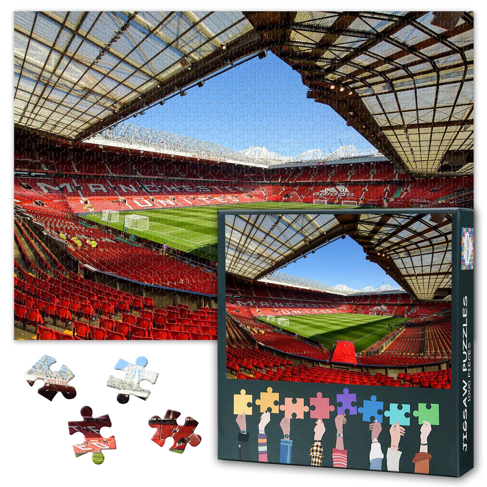 1000-Piece Puzzle for Adults – Old Trafford Stadium in United Kingdom Cardboard, Finished Size 50x70cm (19.7"x27.6") – Football Stadium Sports Jigsaw Puzzles