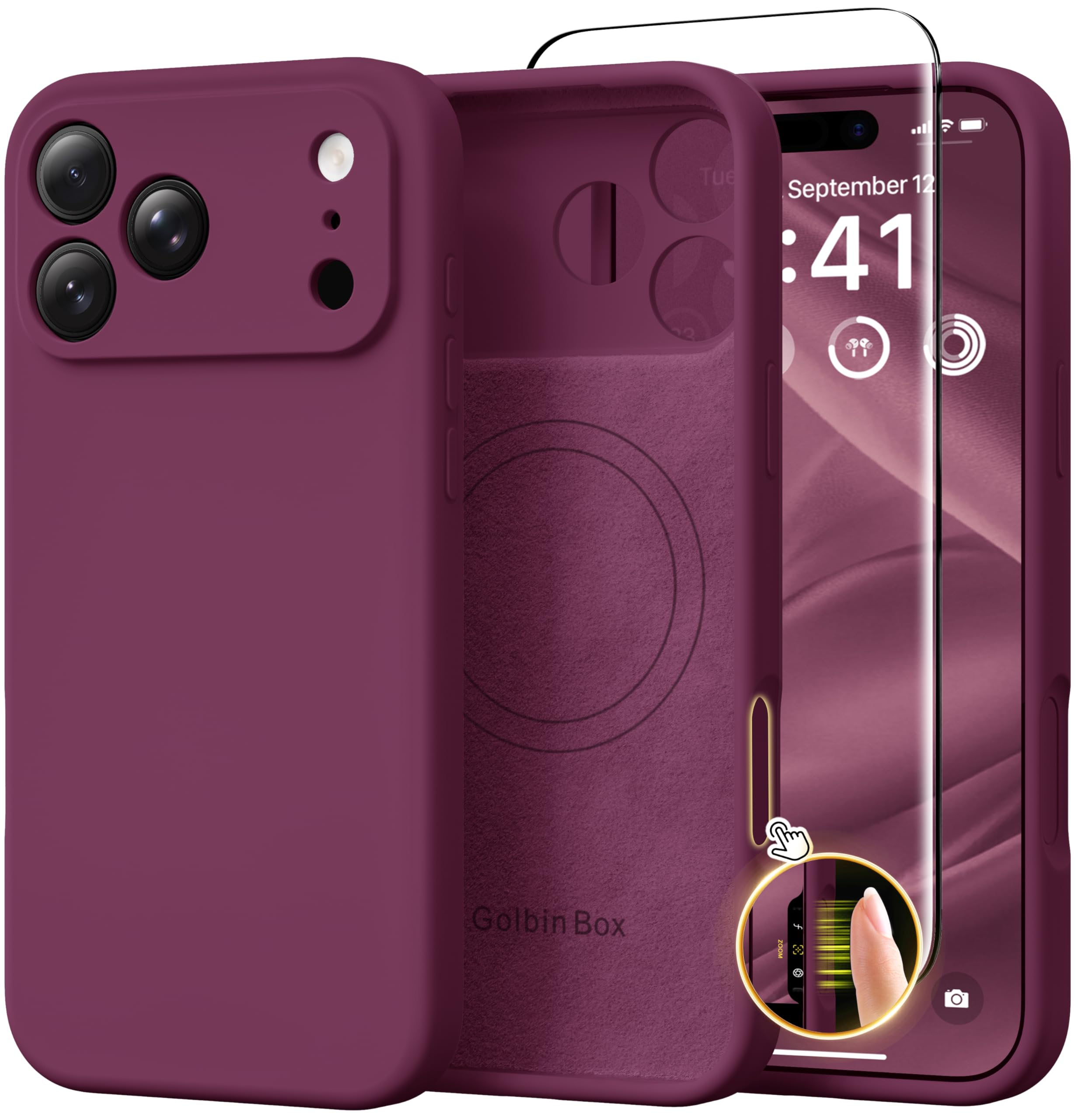 GolbinBox Magnetic for iPhone 18 Pro Max Case/17 Pro Max Case, Wine Red