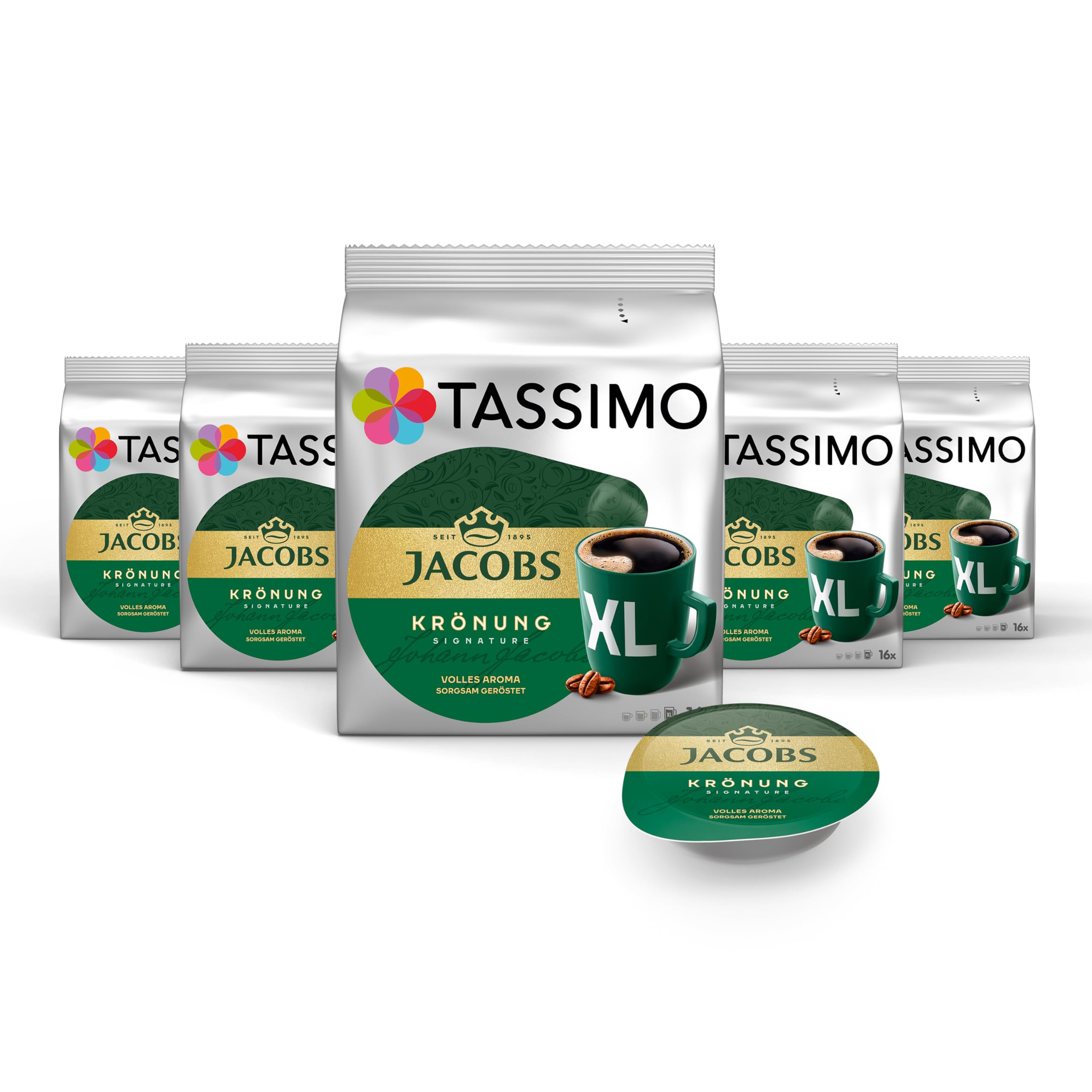 Tassimo Kapseln Jacobs Krönung XL, 5 x 16 Pads, 80 Kaffeekapseln