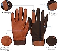 Vista 2 de Guantes de Equitación ONNAS - Palma de Piel de Cabra Genuina, Dedos de Cuero de Doble Capa, Puño con Gancho y Bucle - Ideal para Equitación