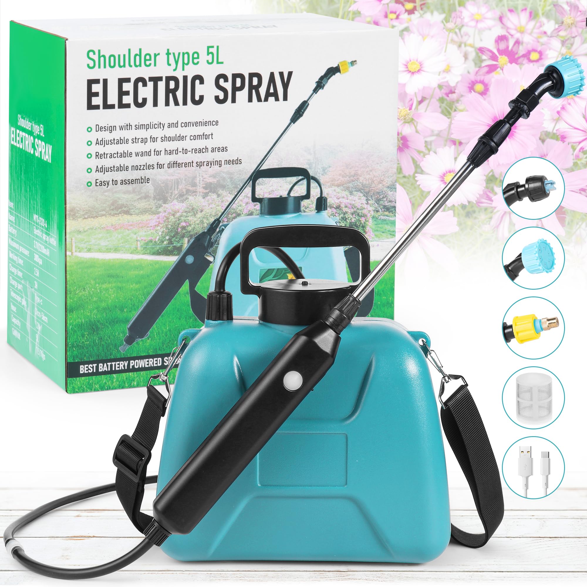 The Best Portable Water Sprayer - Top Picks & Review 7 Automatic Battery Powered Sprayer – 1.35 Gal Cordless Electric Sprayer with Zero Pump