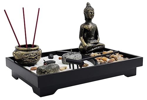 Royal Brands Zen Garden with Buddha, Rake, Rock Candle, and