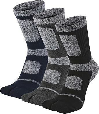 Tabi Socks Flip Flop Big Two Toe Split Crew Cushion Athletic Hiking Terry Cushioned Cotton for Men Women Unisex 3 Pairs