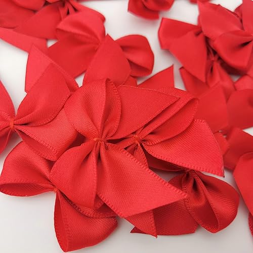 Miniatura 9 de 50 piezas mini lazos de cinta de satén de 1.6 pulgadas para manualidades, pequeños lazos rojos para decoración de Navidad Embalishement (1.6"-Rojo)
