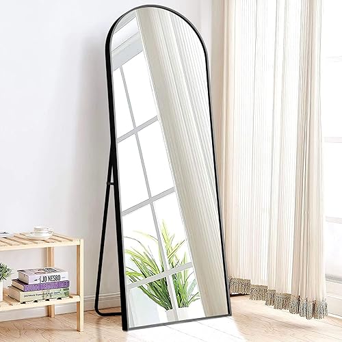 Miniatura 2 de NeuType Espejo arqueado de longitud completa de 59 x 20 pulgadas, espejo grande de pared arqueado con soporte, espejo de cuerpo completo para