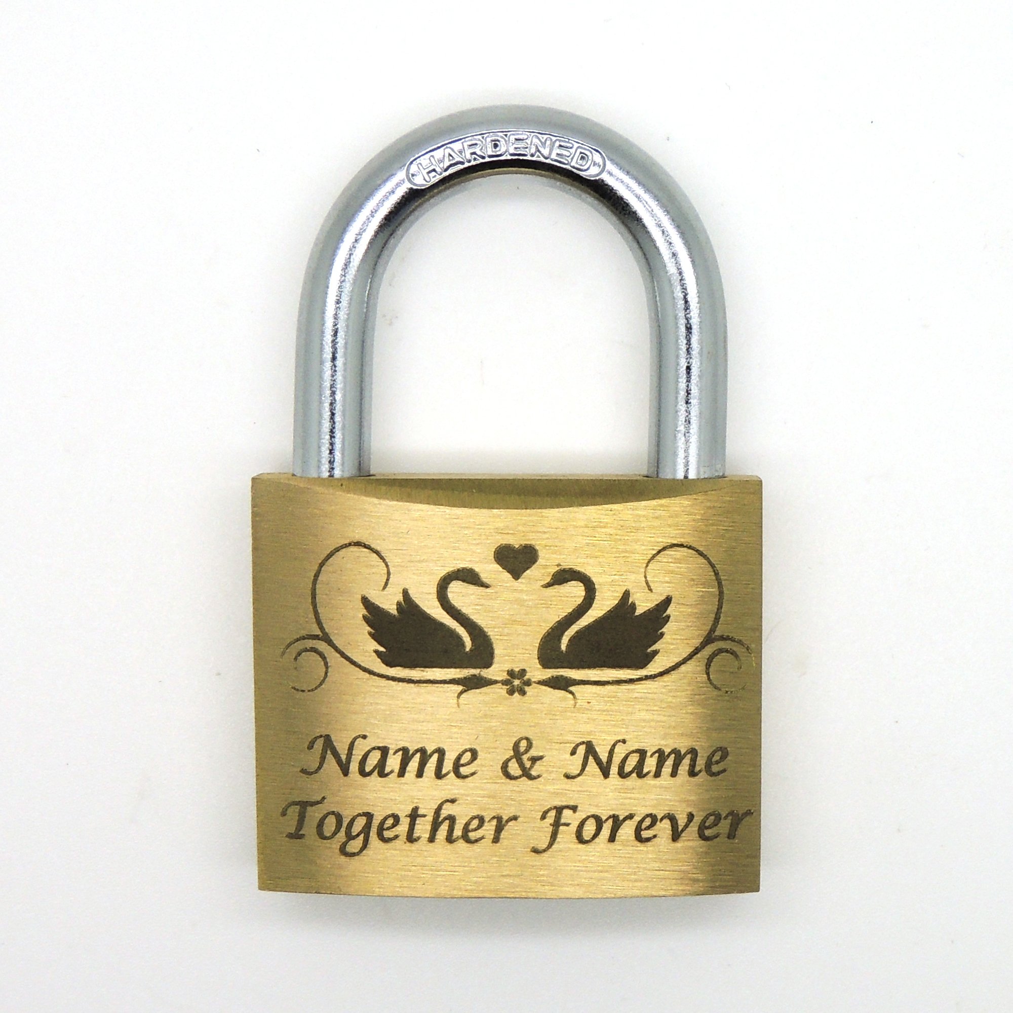 Engraved Love Padlock, 23 Styles, Bold Permanent Engraving + Gift Box. 40mm. Locks of Love ♡ (Swans, 40mm)
