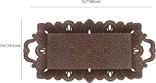 Miniatura 8 de Alisveristime Bandeja Zamac con motivo otomano, (dimensiones de 15.7 x 7.7 x 1 pulgadas), (14.46 oz - 14.4 onzas), asas elegantes, adecuadas para
