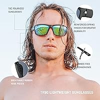 Vista 53 de TOREGE - Lentes de sol polarizados deportivos para hombres y mujeres, para ciclismo, correr, golf, pesca, TR26 Marco negro y lente plateado cobre