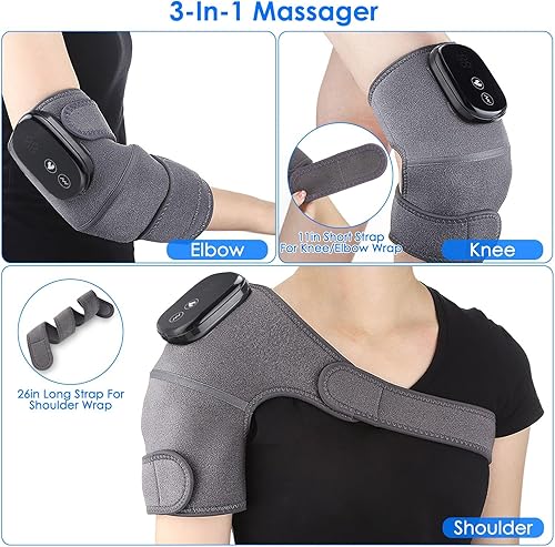 Miniatura 3 de iMounTEK Masajeador de rodilla 3 en 1, almohadillas térmicas de hombro, coderas con 3 niveles de vibración y modos de calefacción para aliviar el