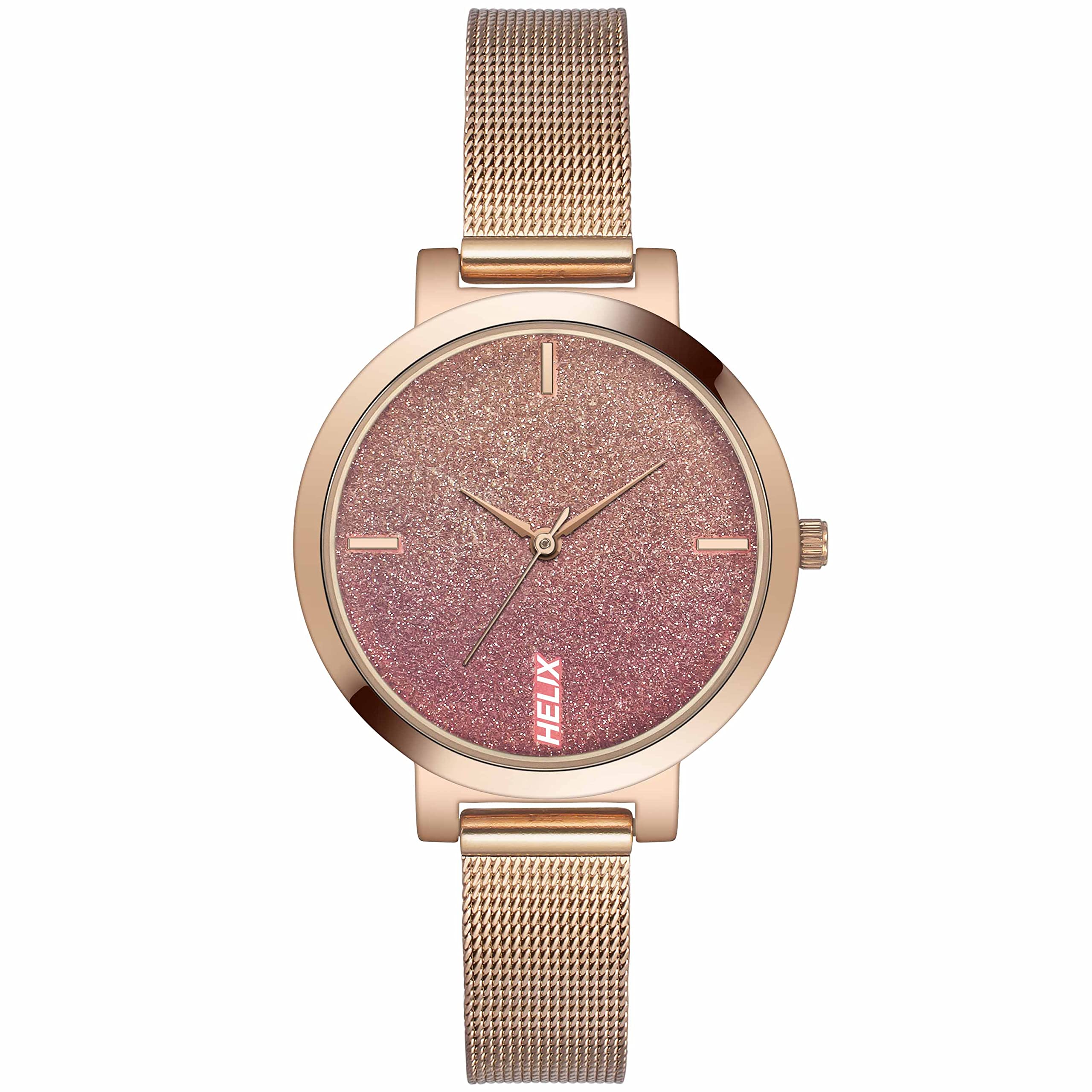 Helix by Timex Pink Round Analog Watches for Women | Quartz Movement Stainless Steel Mesh Bracelet Ladies Watches | Upto 30 m Water Resistance with Foldover Clasp Closure | Gift for Women TW041HL21 (B0BQY7R59P) Amazon Price History, Amazon Price Tracker